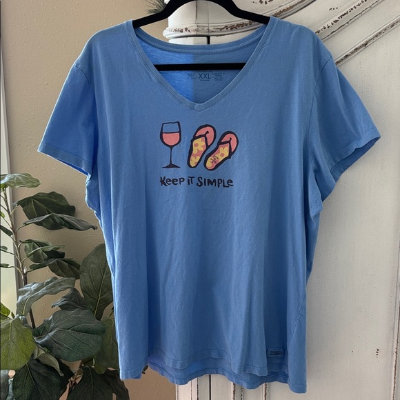 Life is Good Crusher-Lite Blue Short Sleeve Tee Keep It Simple Size XXL - Picture 1 of 8